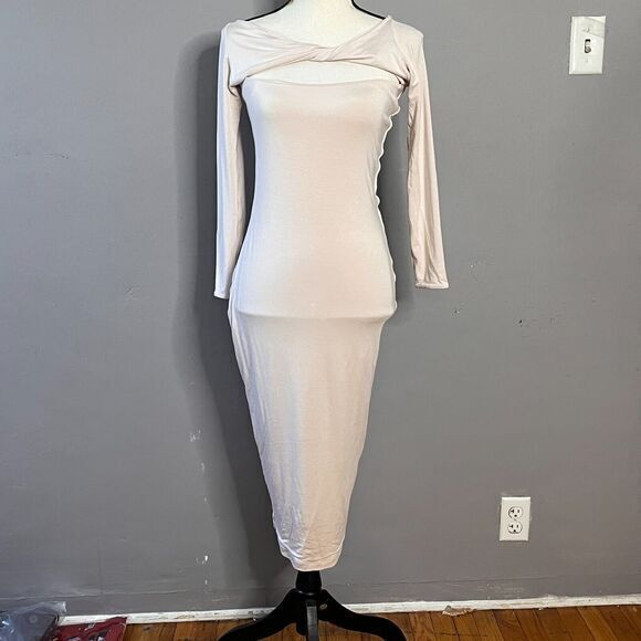 SER.O.YA Revolve Womens Irene Peakaboo Long Sleeve Midi Bodycon‎ Dress MED Pink - Picture 3 of 10